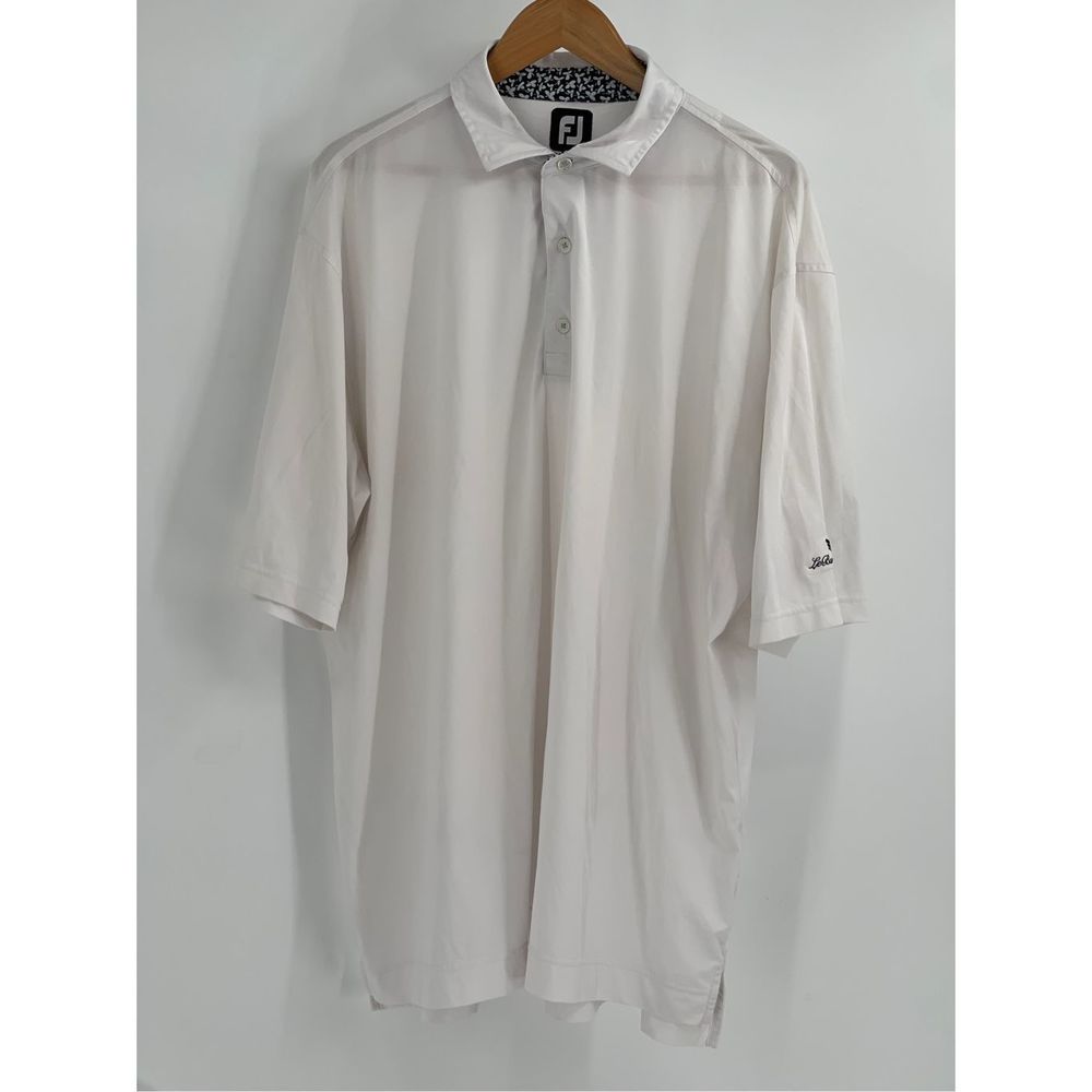 Footjoy Polo Shirt Golf Men 2XL XXL White LeBaron Hills Short Sleeve Performance